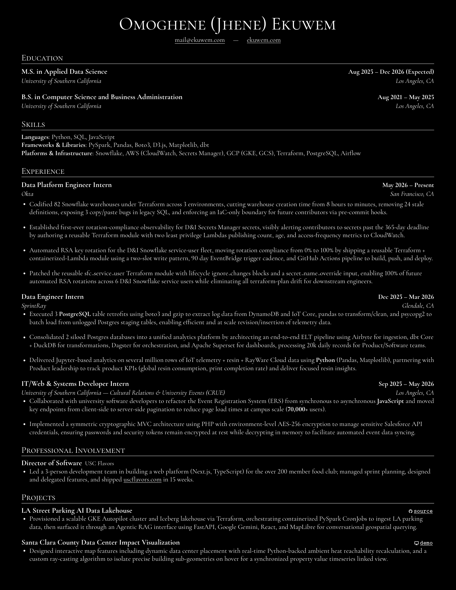 Omoghene (Jhene) Ekuwem Resume